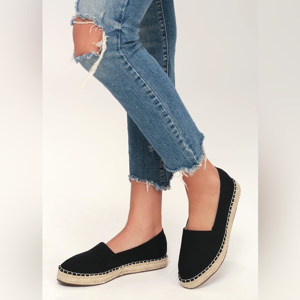Joie Cara Black Canvas Platform Espadrille Shoes
